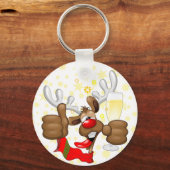rendierlijk Drink grappig kerstteken Sleutelhanger (Voorkant)