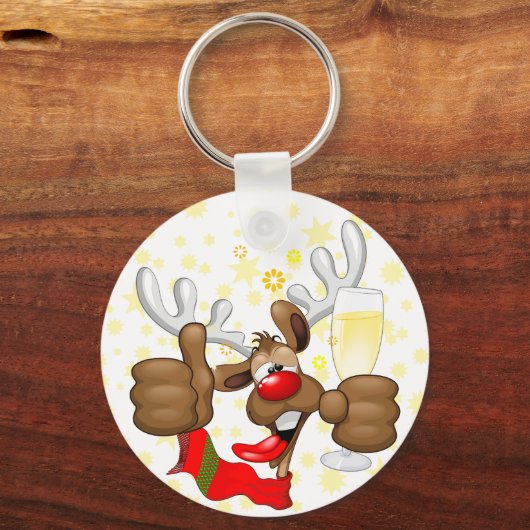 rendierlijk Drink grappig kerstteken Sleutelhanger (Voorkant)