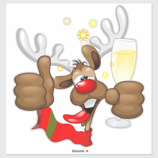 rendierlijk Drink grappig kerstteken Sticker (Vel)