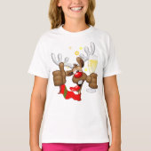 rendierlijk Drink grappig kerstteken T-shirt (Voorkant)