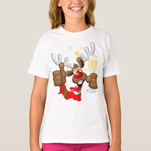 rendierlijk Drink grappig kerstteken T-shirt (Voorkant)
