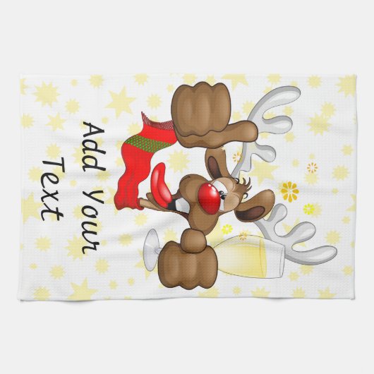 rendierlijk Drink grappig kerstteken Theedoek (Horizontaal)