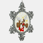 rendierlijk Drink grappig kerstteken Tin Sneeuwvlok Ornament (Links)
