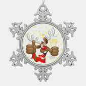 rendierlijk Drink grappig kerstteken Tin Sneeuwvlok Ornament (Voorkant)