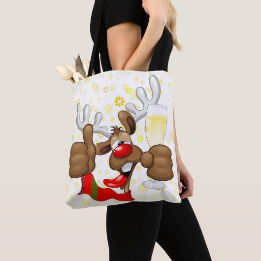 rendierlijk Drink grappig kerstteken Tote Bag (Dichtbij)