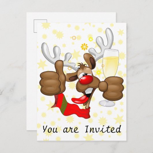 rendierlijk Drink grappig kerstteken Uitnodiging Briefkaart (Voorkant / Achterkant)