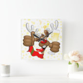 rendierlijk Drink grappig kerstteken Vierkante Klok (Huis)