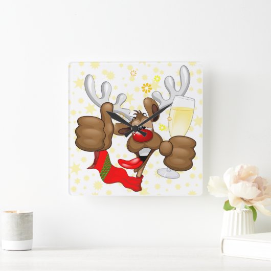 rendierlijk Drink grappig kerstteken Vierkante Klok (Huis)