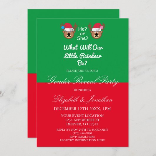 Rendierlijk geslacht onthullen kaart (Voorkant / Achterkant)