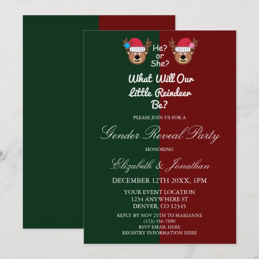 Rendierlijk geslacht onthullen kaart (Voorkant / Achterkant)