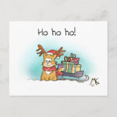 rendierlijk Kat met een hoes vol Cadeaus Feestdagenkaart (Voorkant)