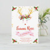 Rendiermeisje Kerstmis Verjaardag Kaart (Staand voorkant)