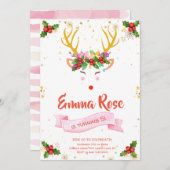 Rendiermeisje Kerstmis Verjaardag Kaart (Voorkant / Achterkant)