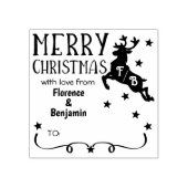 rendiermonogram, vrolijk kerstfeest met liefde rubberstempel (Afrduk)