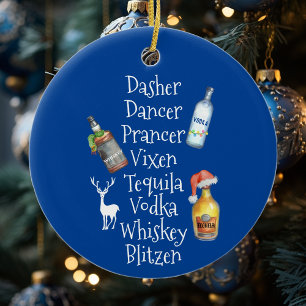 Rendiernamen Alcohol Tequila Vodka Kerstmis Keramisch Ornament