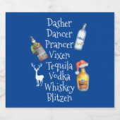 Rendiernamen Alcohol Tequila Vodka Kerstmis Likeurfles Etiket (Enkel label)