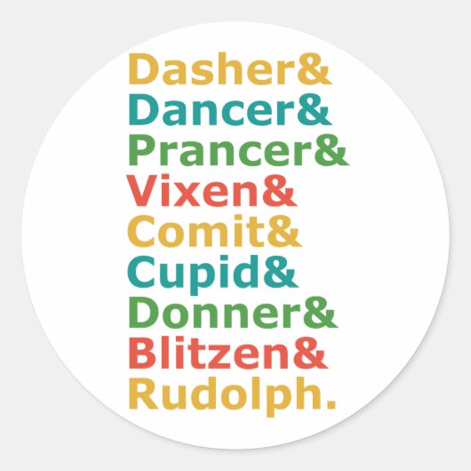 rendiernamen ronde sticker (Voorkant)