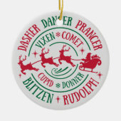 Rendiernamen Ronde Woordkunst Keramisch Ornament (Voorkant)