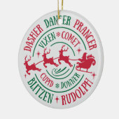 Rendiernamen Ronde Woordkunst Keramisch Ornament (Links)