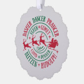 Rendiernamen Ronde Woordkunst Ornament Kaart (Links)