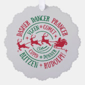 Rendiernamen Ronde Woordkunst Ornament Kaart (Voorkant)