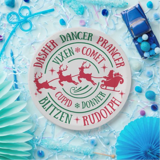 Rendiernamen Ronde Woordkunst Papieren Bordje (Feest)