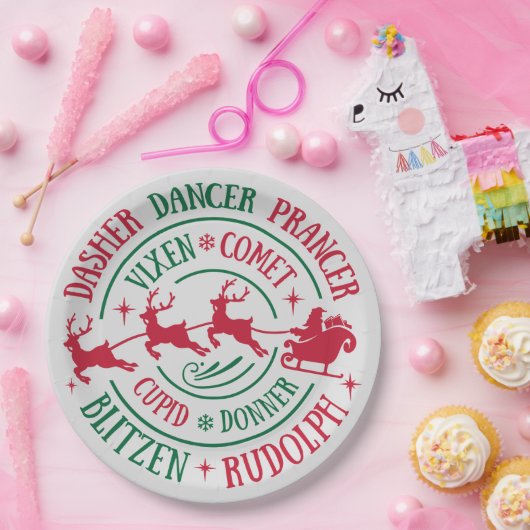 Rendiernamen Ronde Woordkunst Papieren Bordje (Feest)