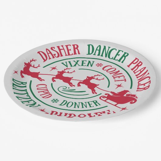 Rendiernamen Ronde Woordkunst Papieren Bordje (Gekanteld)