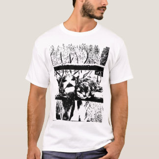 Rendierpaar in een Winter Forest Line Art T-shirt