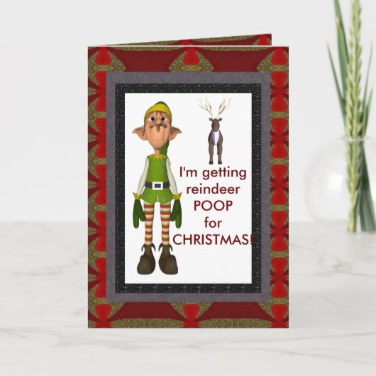 Rendierpoepkaart. Feestdagen Kaart (Voorkant)