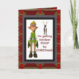 Rendierpoepkaart. Feestdagen Kaart