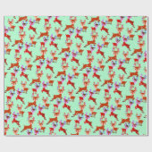 Rendierprancen springen schattig schattig cadeaupapier (Vlak)
