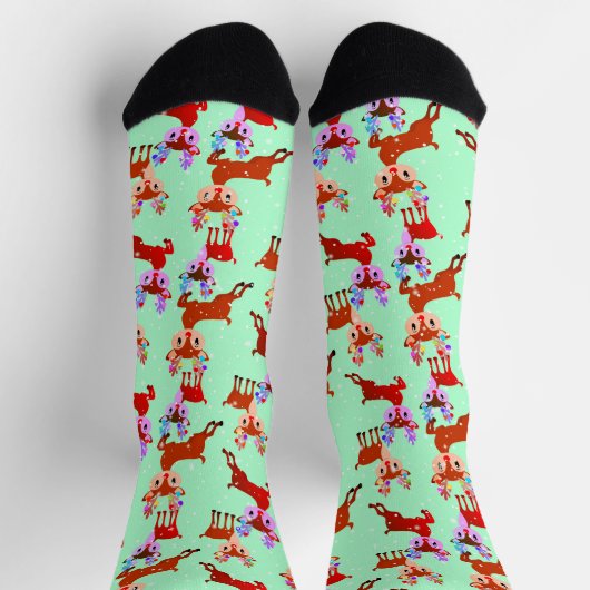 Rendierprancing in de val van de sneeuwbril sokken (Top)