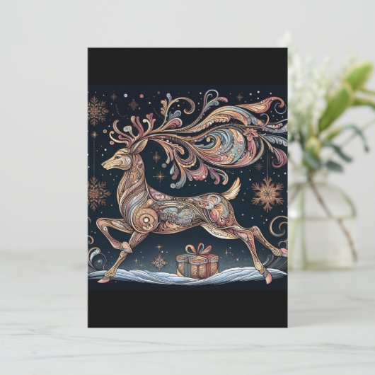 Rendier's Serenade Kerstgroet Kaart (Staand voorkant)