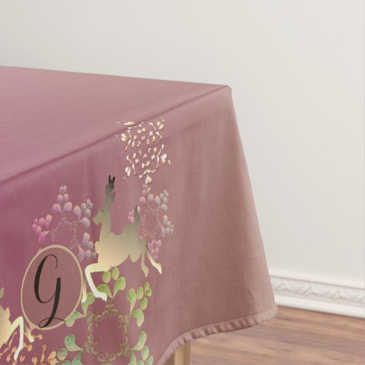 rendierschilfers Paarse monogram tablet Tafelkleed (Voorbeeld)