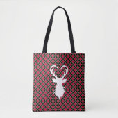Rendiersilhouet op zwart en rood geruit tote bag (Voorkant)