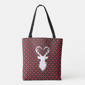 Rendiersilhouet op zwart en rood geruit tote bag (Achterkant)