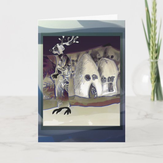 Rendiersjamaan zwerft door de onrustige straten feestdagen kaart (Voorkant)