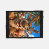 Rendierstrand selfie met Kerstman Grappig Juli Fleece Deken (Voorkant (Horizontaal))
