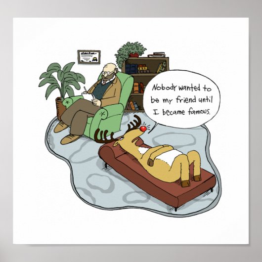 rendiertherapie | Funny Holiday Cartoon Poster (Voorkant)