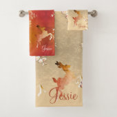 rendiertje in Roos Gold en Topaz-handdoek Bad Handdoek (Insitu)