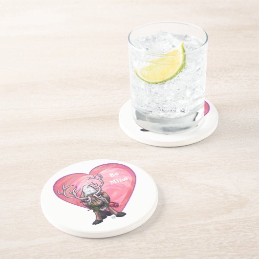 rendierValentijnsdag Zandsteen Onderzetter (Zijkant)