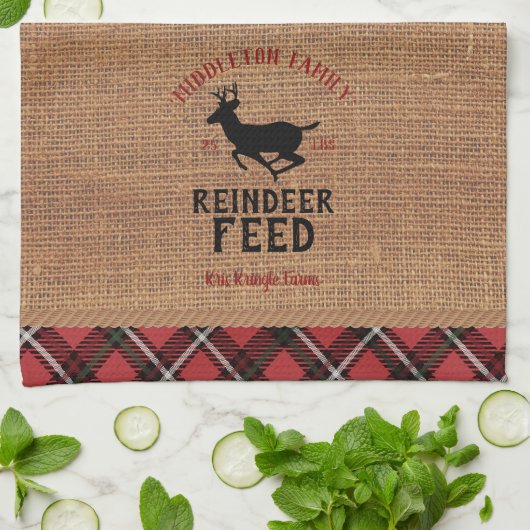 rendiervoer - Personaliseren Theedoek (Gevouwen)