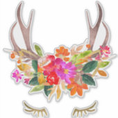  rendierwimpers Herfst Bloemen Herten Antlers Sticker (Voorkant)