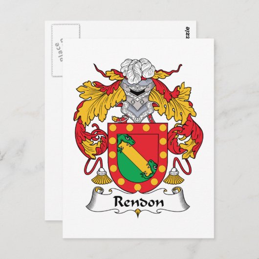 Rendon Family Crest Briefkaart (Voorkant / Achterkant)