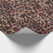 Rendy en glanzend glitter roze lepard print cadeaupapier (Hoek)