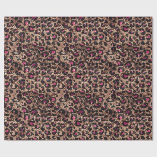 Rendy en glanzend glitter roze lepard print cadeaupapier (Vlak)