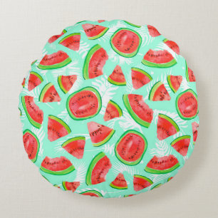 Rendy fruitpatroon. Artistieke watermeloen Rond Kussen