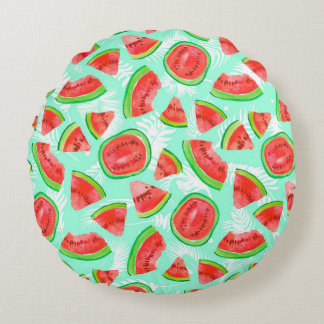 Rendy fruitpatroon. Artistieke watermeloen Rond Kussen