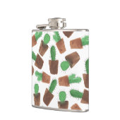 Rendy groene bruine waterverf cactus patroon heupfles (Links)